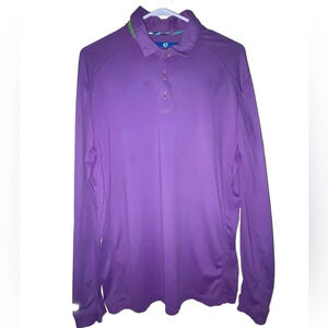 IBKUL Polo Shirt Purple Long Sleeve Men’s Size Small UPF 50+ Casual Stretch Golf
